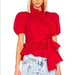 Red Ruffle Wrap Top